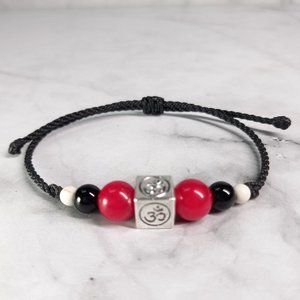 Bracelet Onyx & Agate Stone With Omkara Charm